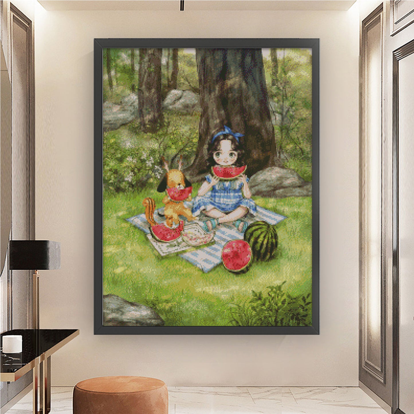 Forest Girl'S Diary: Eating Watermelon - 14CT Stamped Cross Stitch 46*60CM(Xiaobai)