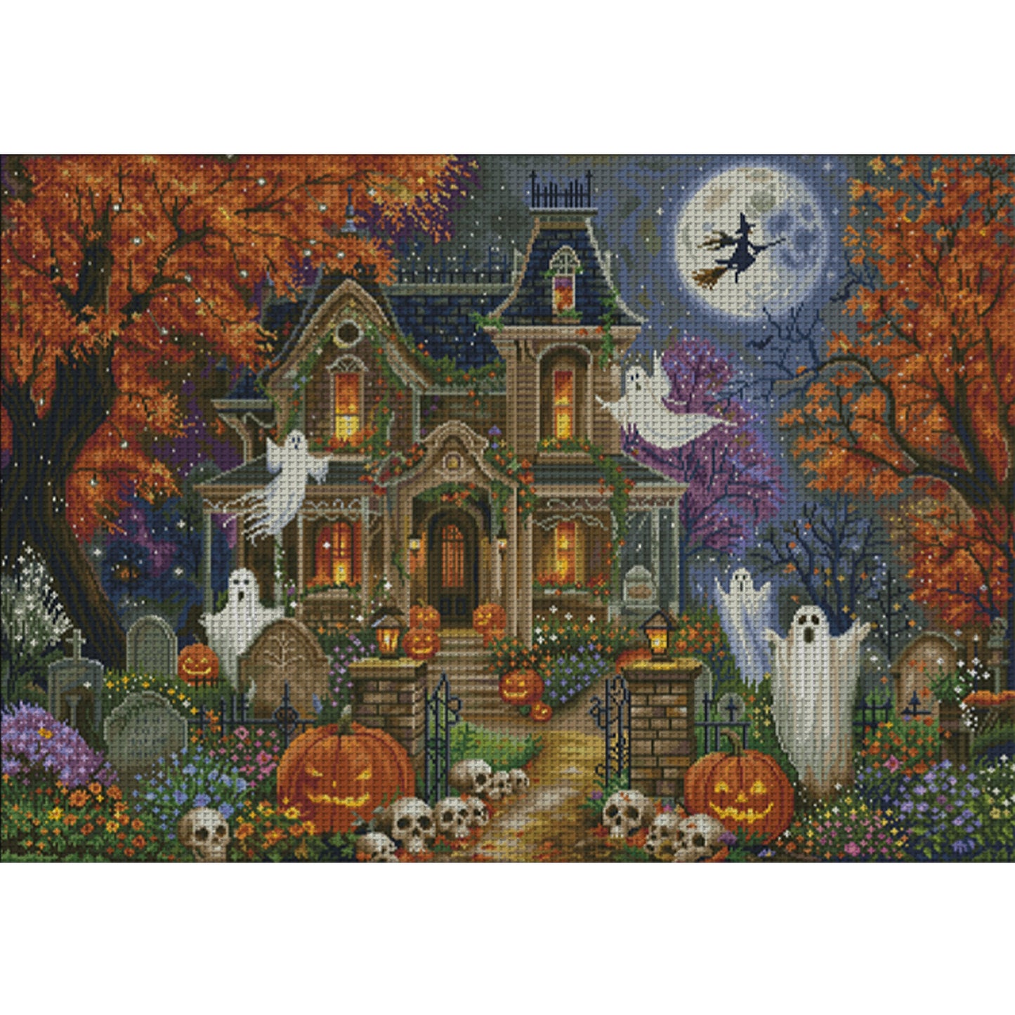 Halloween Screaming Manor - 14CT Stamped Cross Stitch 85*65CM(Fairy Brand)