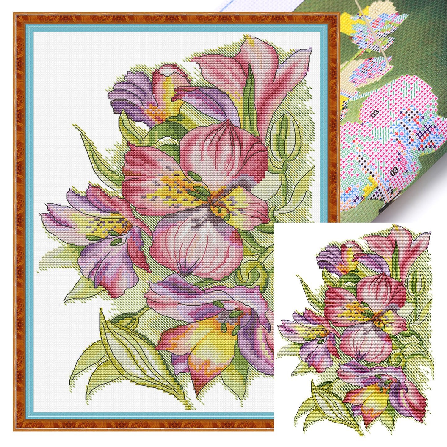 Irises - 14CT Stamped Cross Stitch 26*35CM(Joy Sunday)