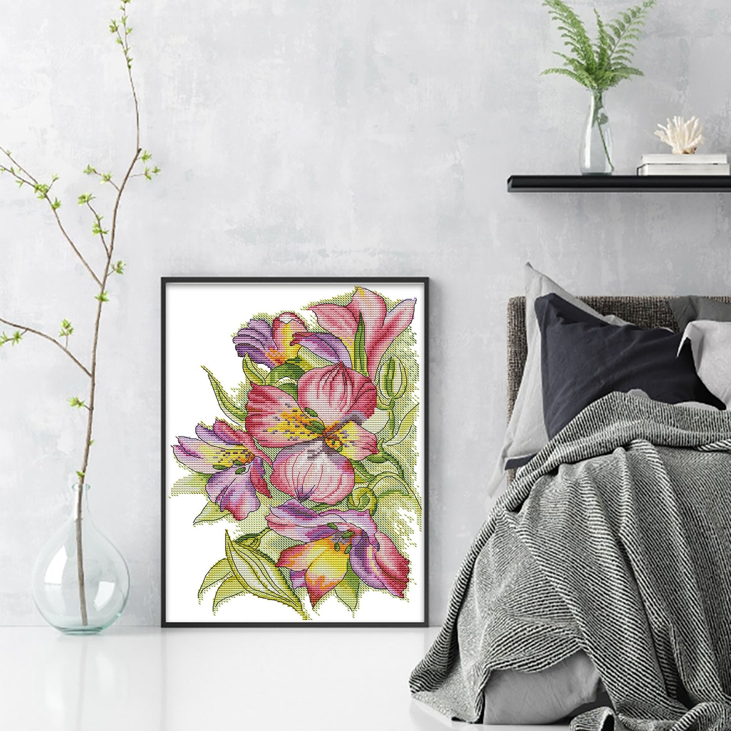 Irises - 14CT Stamped Cross Stitch 26*35CM(Joy Sunday)