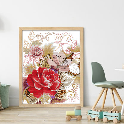 Peony Iv - 14CT Stamped Cross Stitch 27*33CM(Joy Sunday)