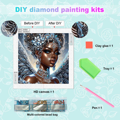 Black Woman - Special Shaped Drill Diamond Painting 30*30CM