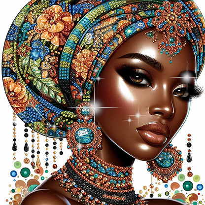 Black Woman - Special Shaped Drill Diamond Painting 30*30CM