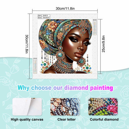 Black Woman - Special Shaped Drill Diamond Painting 30*30CM