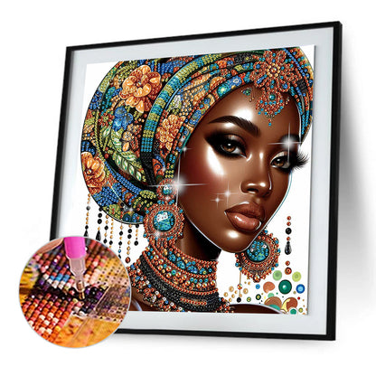 Black Woman - Special Shaped Drill Diamond Painting 30*30CM