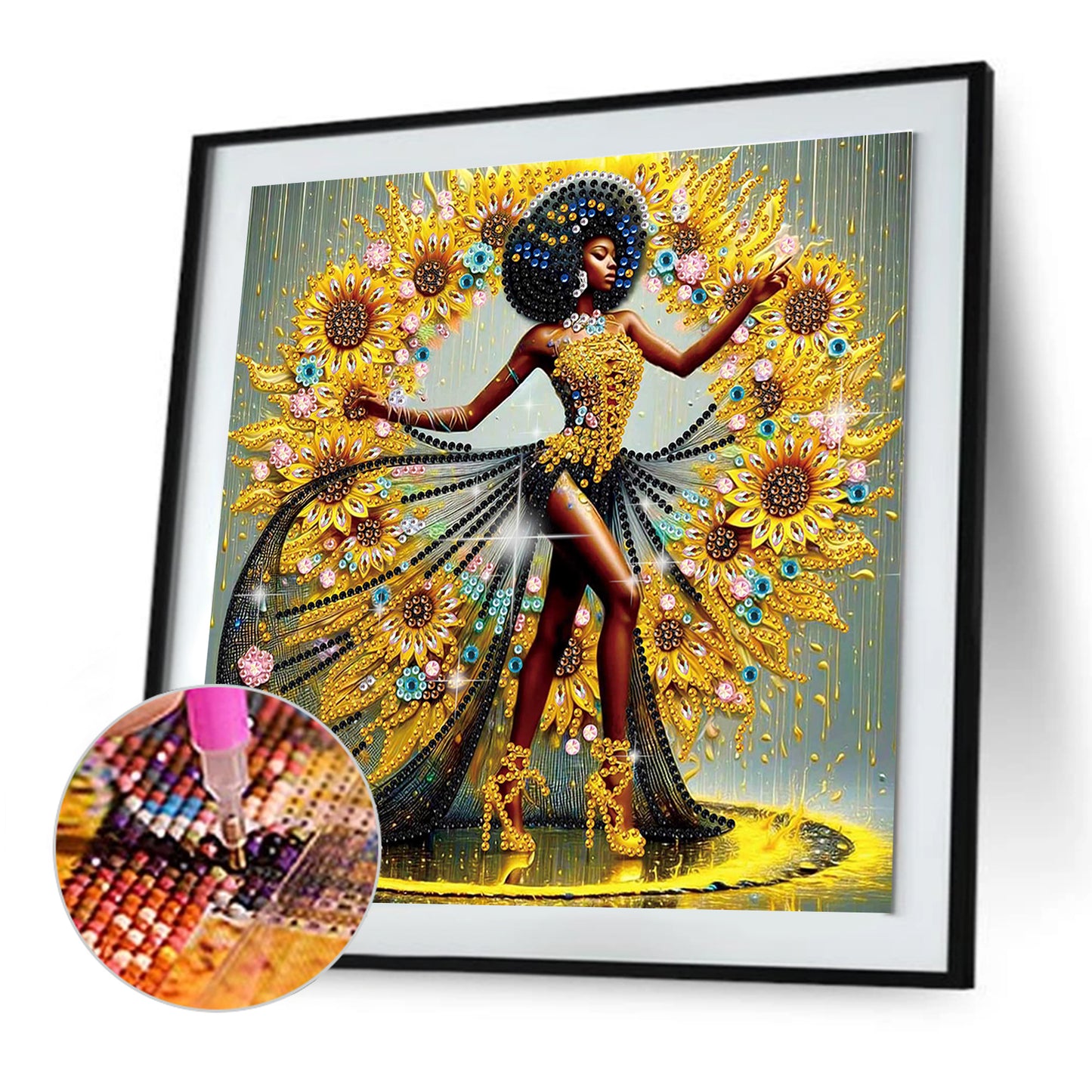 Black Woman - Special Shaped Drill Diamond Painting 30*30CM