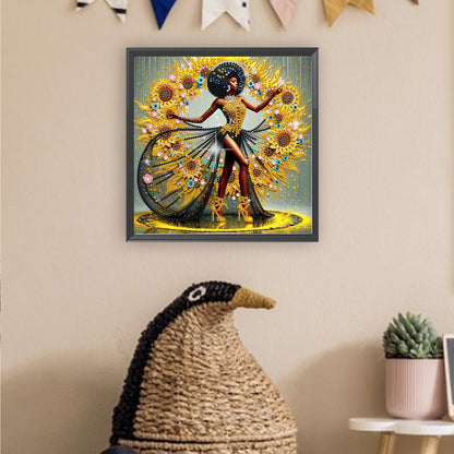 Black Woman - Special Shaped Drill Diamond Painting 30*30CM