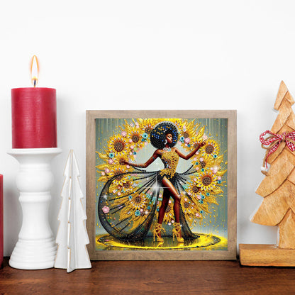 Black Woman - Special Shaped Drill Diamond Painting 30*30CM