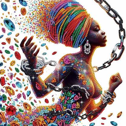 Black Woman - Special Shaped Drill Diamond Painting 30*30CM