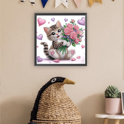 Flower Kitten - Special Shaped Drill Diamond Painting 30*30CM