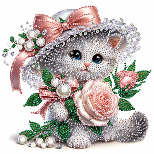 Flower Kitten - Special Shaped Drill Diamond Painting 30*30CM