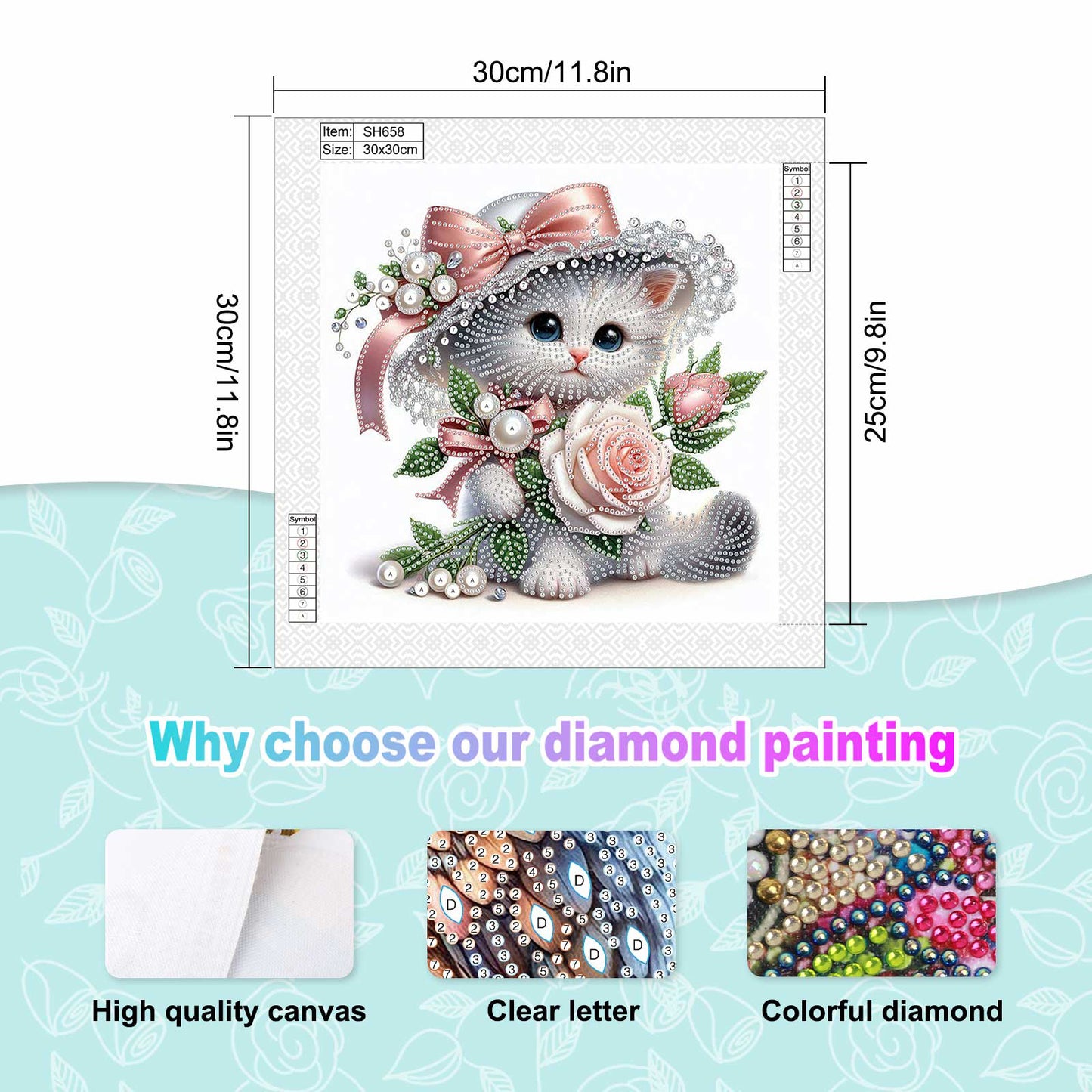 Flower Kitten - Special Shaped Drill Diamond Painting 30*30CM