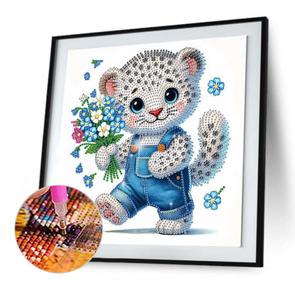Flower Leopard - Special Shaped Drill Diamond Painting 30*30CM