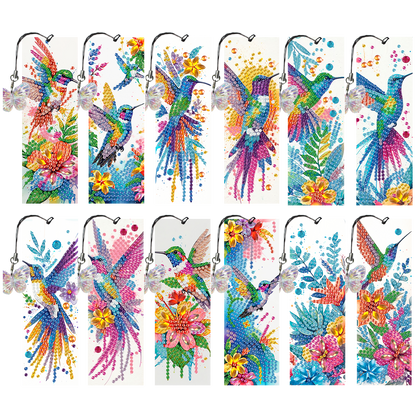 12Pcs Hummingbird DIY Diamond Art Painting Bookmark for Reading Enthusiasts