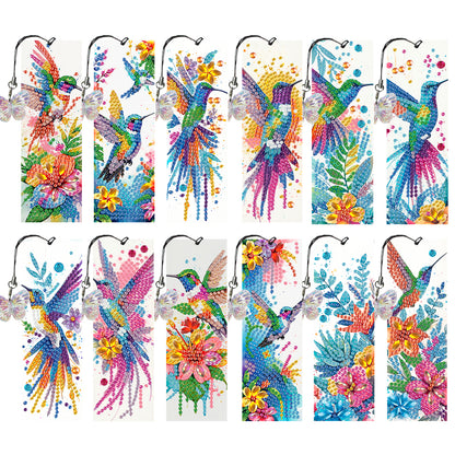 12Pcs Hummingbird DIY Diamond Art Painting Bookmark for Reading Enthusiasts