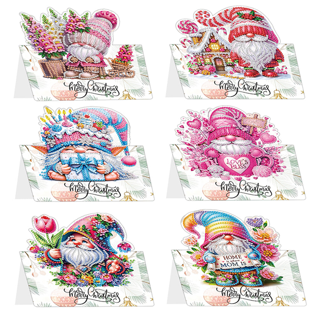 6pcs Dwarf Pattern DIY Diamond Painting Greeting Postcards Set with Envelope