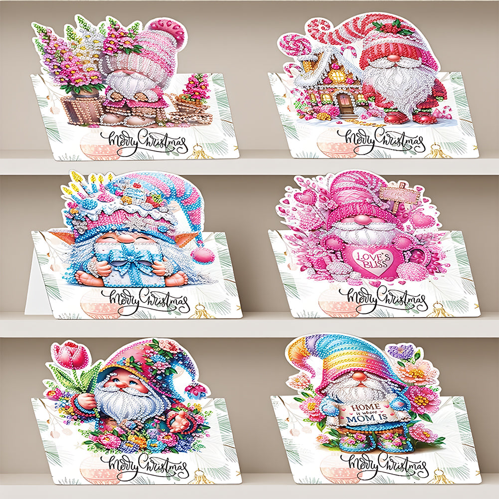 6pcs Dwarf Pattern DIY Diamond Painting Greeting Postcards Set with Envelope
