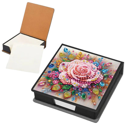 Flower PU DIY 5D Diamond Painting Note Box w/160 Sheet for Home Office School