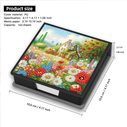 Cottage Garden PU DIY 5D Diamond Painting Note Box w/160 Sheets for Office Home