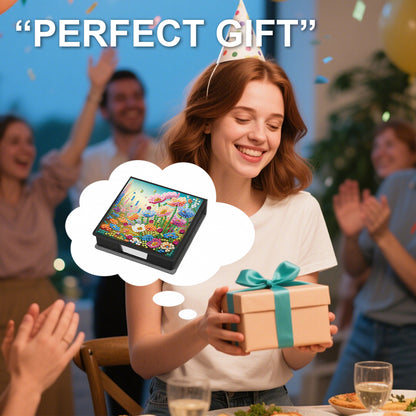 Garden PU DIY 5D Diamond Painting Note Box w/160 Sheets for Office Home School