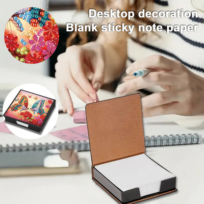 Two Butterflies PU DIY 5D Diamond Painting Note Box w/160 Sheets for Office Home