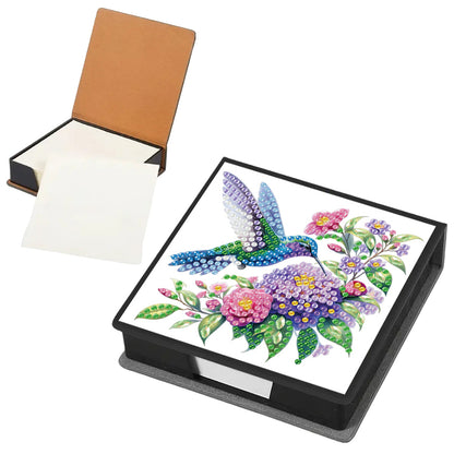 Flowers Birds PU DIY 5D Diamond Painting Note Box w/160 Sheet for Office Home(B)