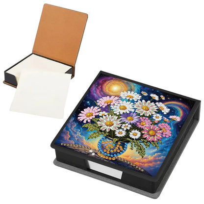 Daisies PU DIY 5D Diamond Painting Note Box with 160 Sheets for Office Home