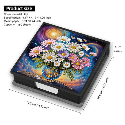 Daisies PU DIY 5D Diamond Painting Note Box with 160 Sheets for Office Home