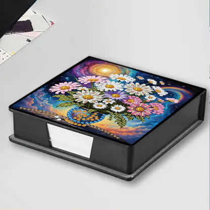 Daisies PU DIY 5D Diamond Painting Note Box with 160 Sheets for Office Home