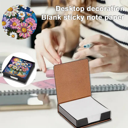 Daisies PU DIY 5D Diamond Painting Note Box with 160 Sheets for Office Home