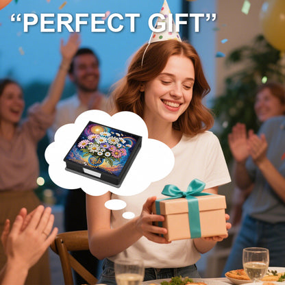 Daisies PU DIY 5D Diamond Painting Note Box with 160 Sheets for Office Home