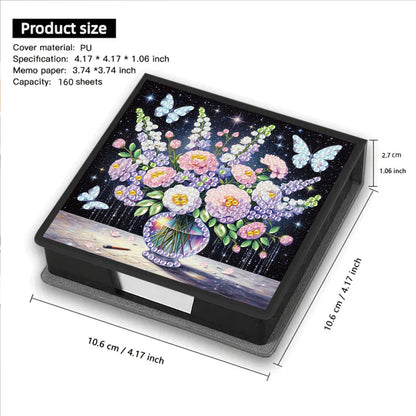 Bouquets PU DIY 5D Diamond Painting Note Box with 160 Sheets for Office Home