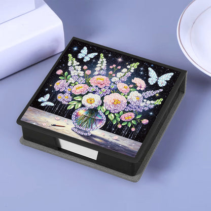 Bouquets PU DIY 5D Diamond Painting Note Box with 160 Sheets for Office Home