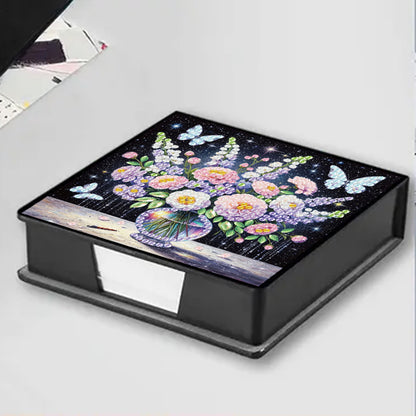Bouquets PU DIY 5D Diamond Painting Note Box with 160 Sheets for Office Home