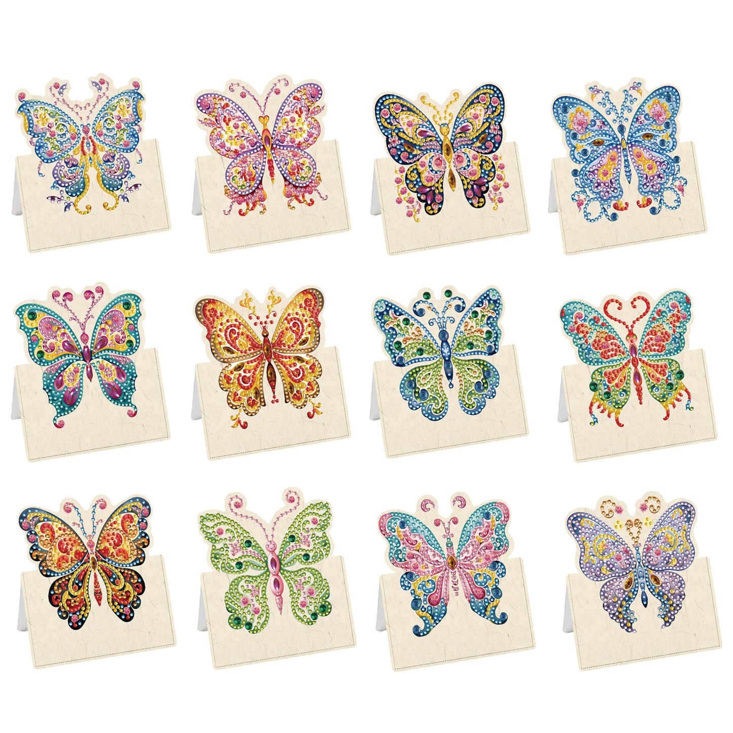 12pcs Butterfly DIY Diamond Art Greeting Cards with Envelopes for Adult Beginner