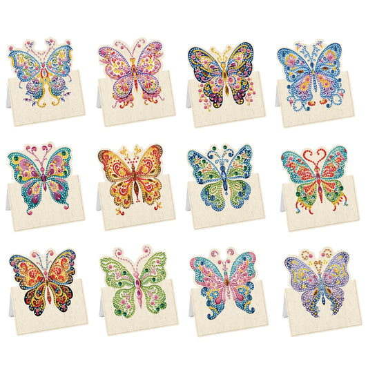 12pcs Butterfly DIY Diamond Art Greeting Cards with Envelopes for Adult Beginner