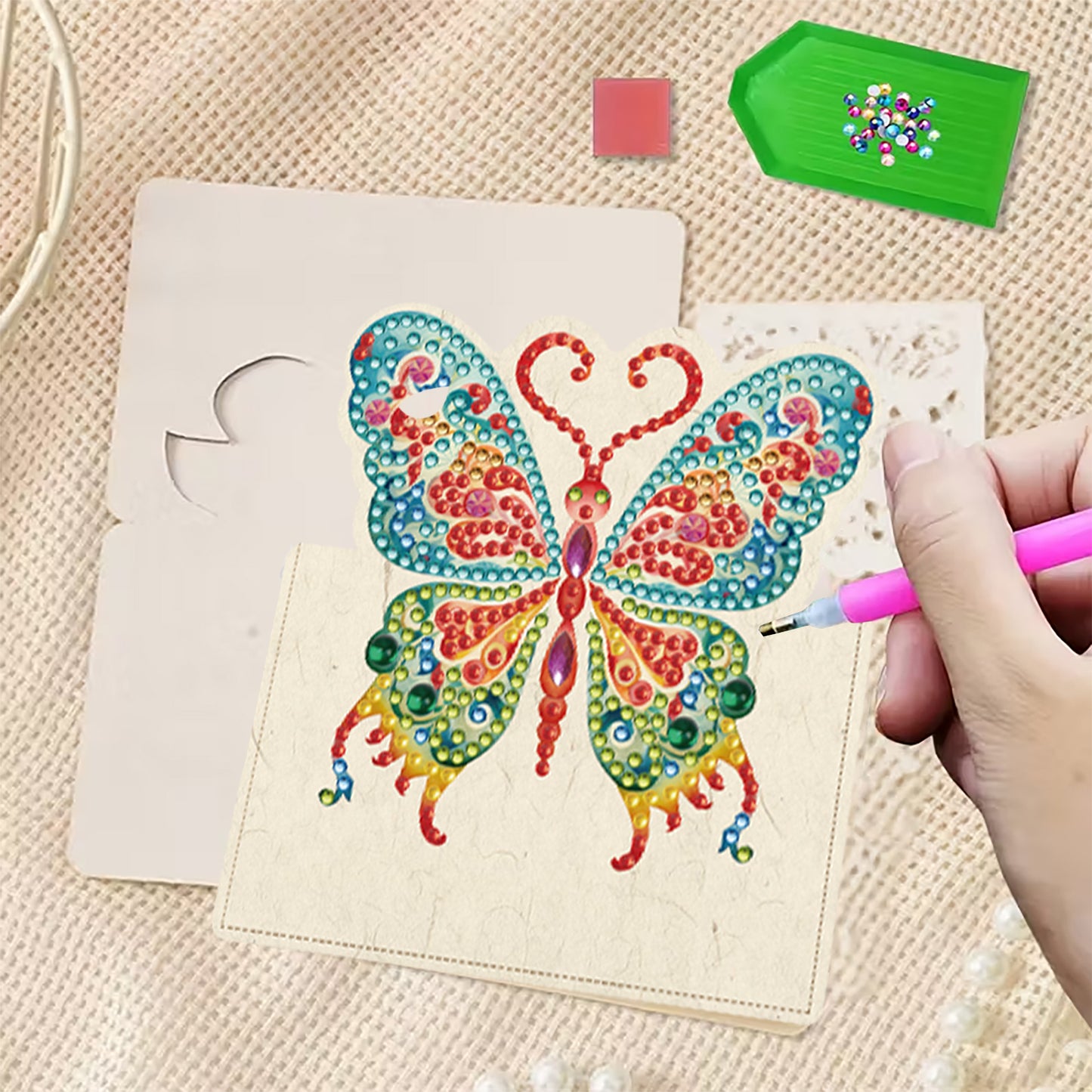 12pcs Butterfly DIY Diamond Art Greeting Cards with Envelopes for Adult Beginner