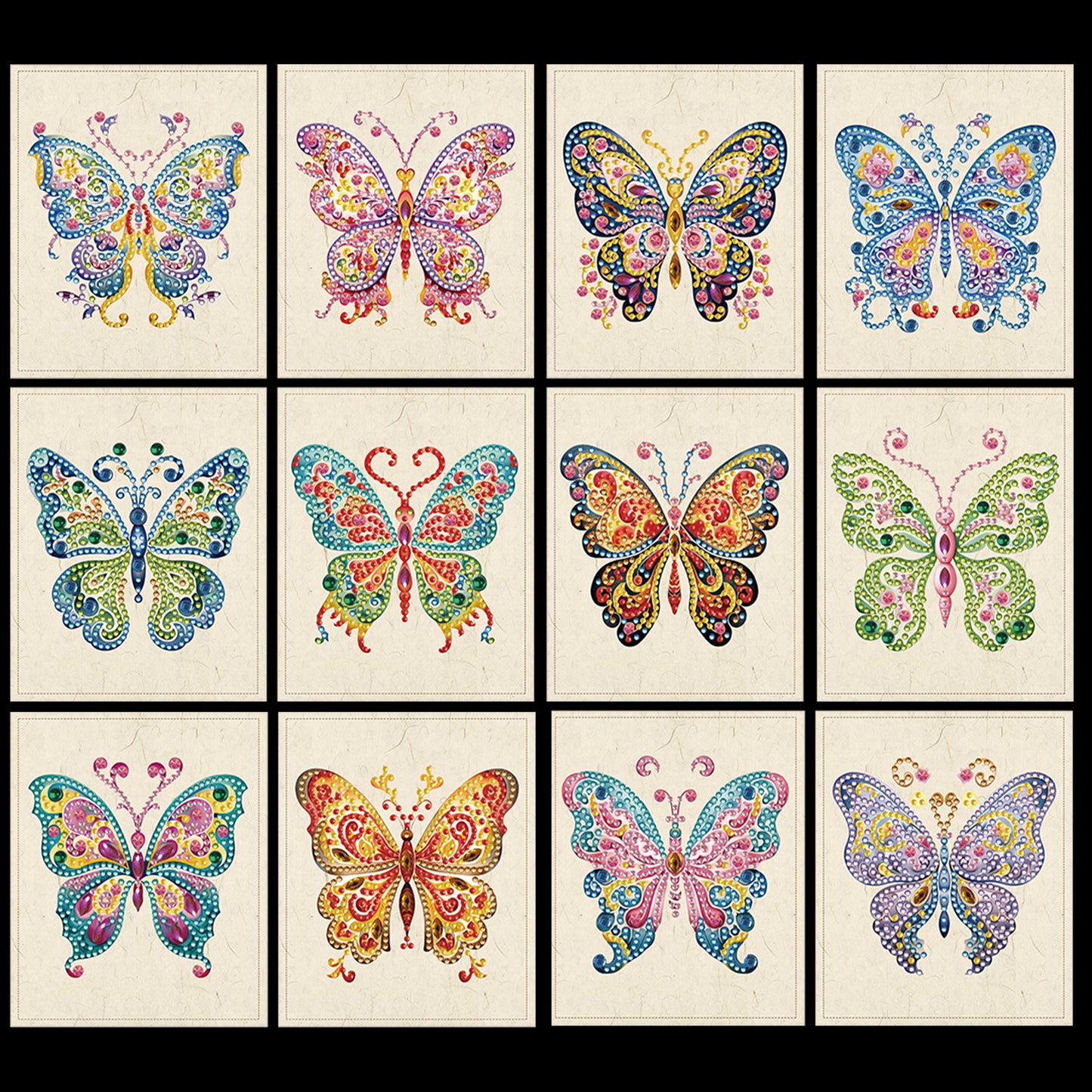 12pcs Butterfly DIY Diamond Art Greeting Cards with Envelopes for Adult Beginner