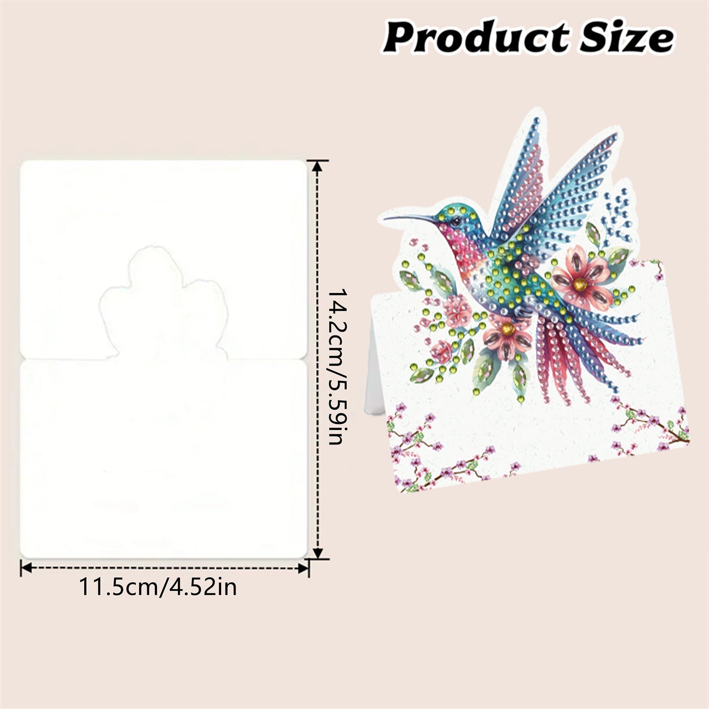 12pcs Flower Hummingbird DIY Diamond Art Greeting Cards with Envelopes for Adult