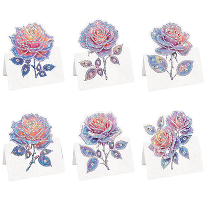 6pcs Rose DIY Diamond Art Greeting Cards with Envelopes for Adults Beginner