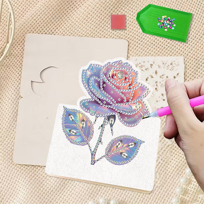 6pcs Rose DIY Diamond Art Greeting Cards with Envelopes for Adults Beginner