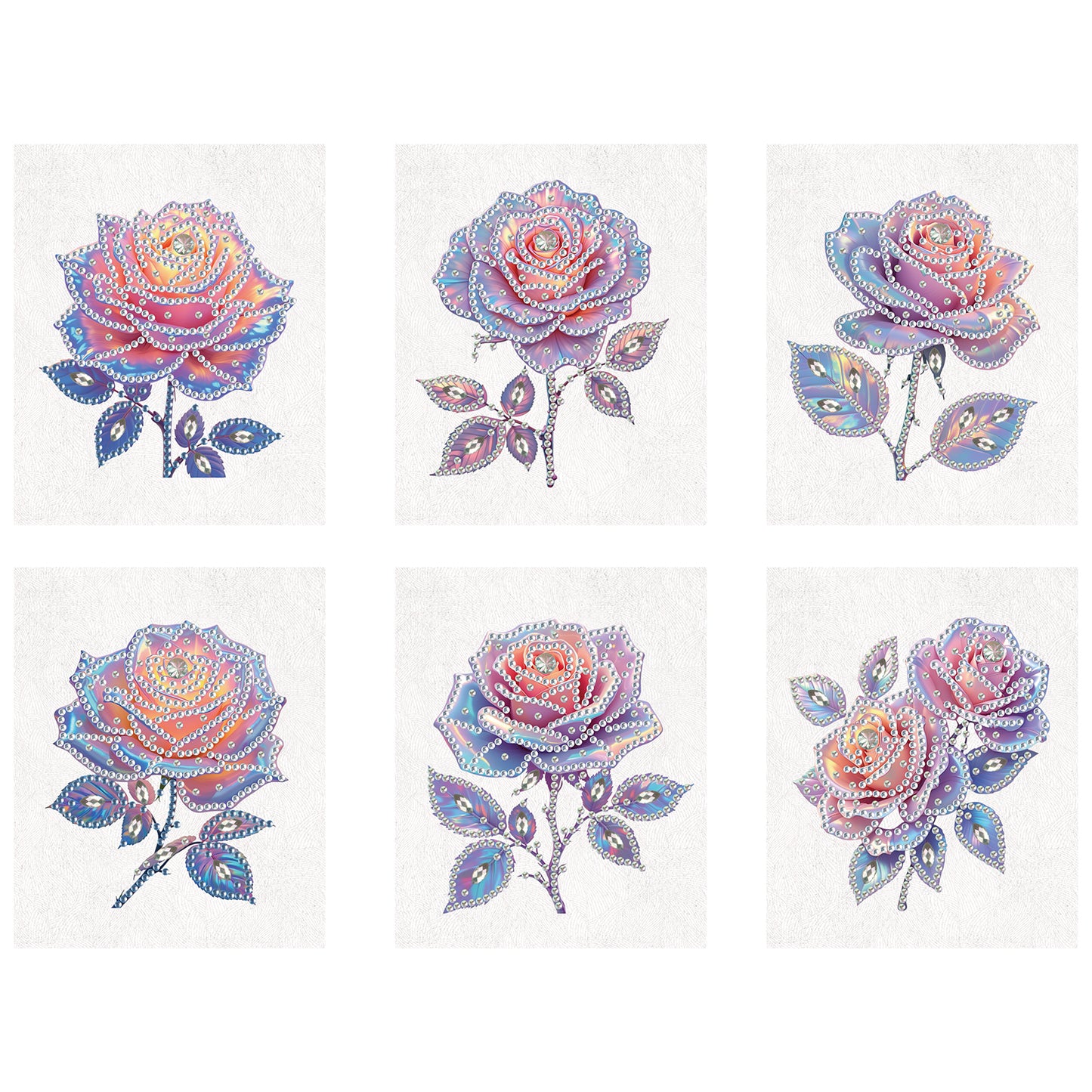 6pcs Rose DIY Diamond Art Greeting Cards with Envelopes for Adults Beginner