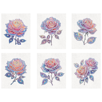 6pcs Rose DIY Diamond Art Greeting Cards with Envelopes for Adults Beginner