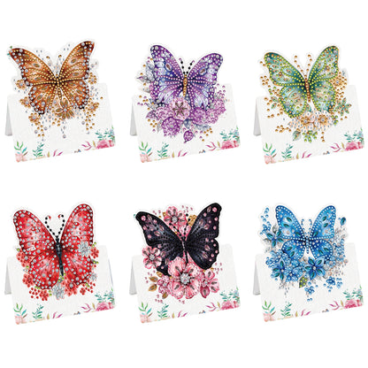 6pcs Flower Butterfly DIY Diamond Art Greeting Cards with Envelopes for Adults