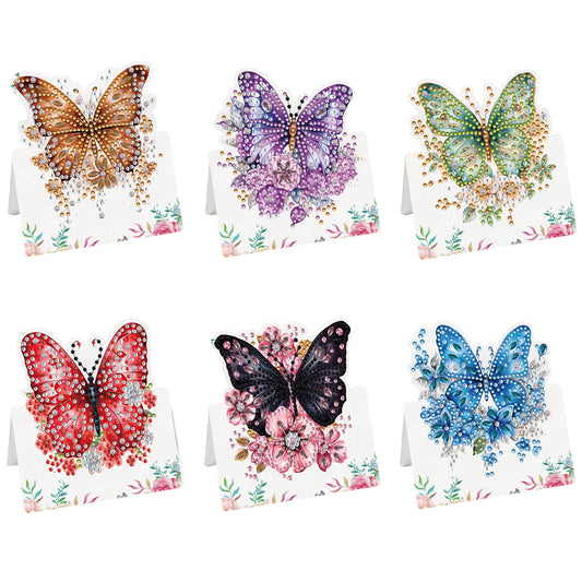 6pcs Flower Butterfly DIY Diamond Art Greeting Cards with Envelopes for Adults