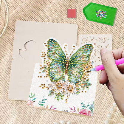 6pcs Flower Butterfly DIY Diamond Art Greeting Cards with Envelopes for Adults