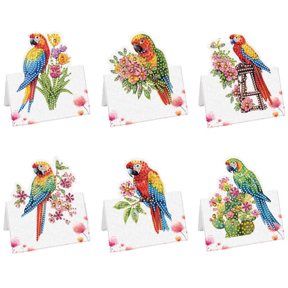 6pcs Colorful Parrot DIY Diamond Art Greeting Cards with Envelopes for Adults