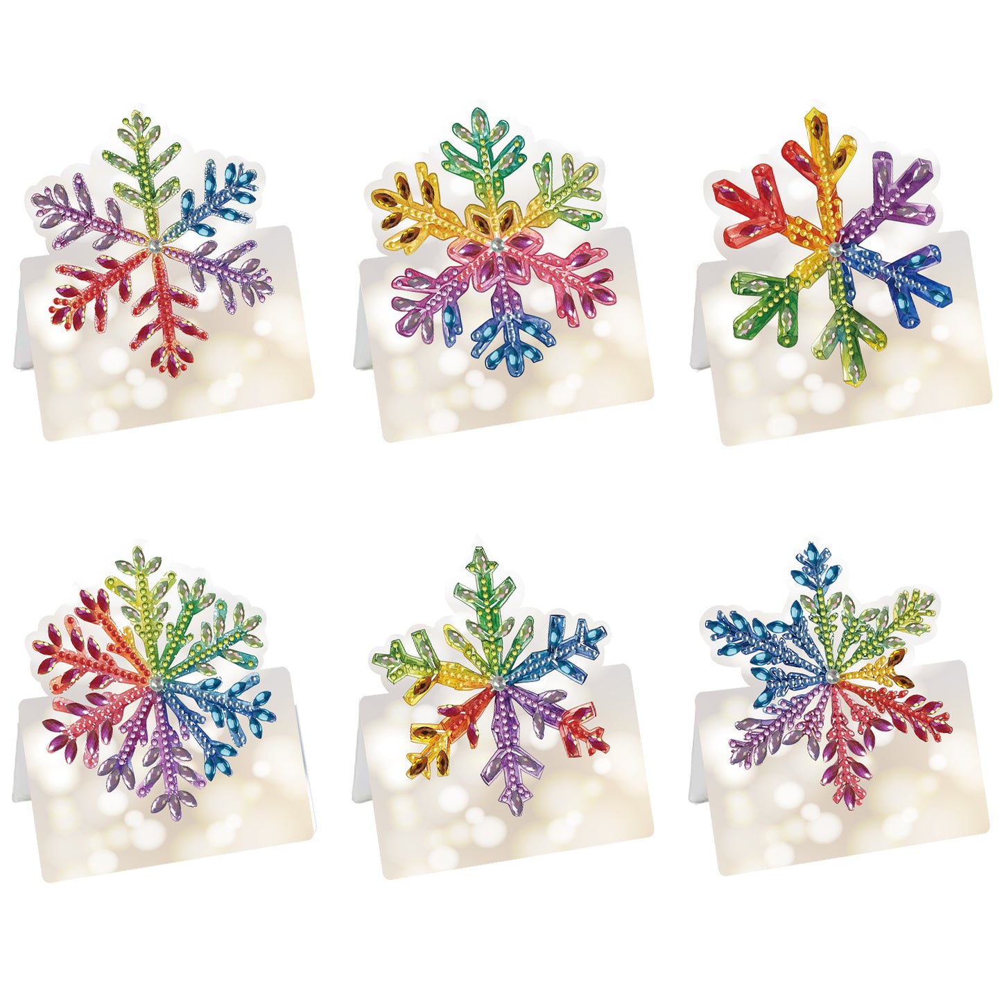 6pcs Colorful Snowflakes DIY Diamond Art Greeting Cards with Envelopes for Adult