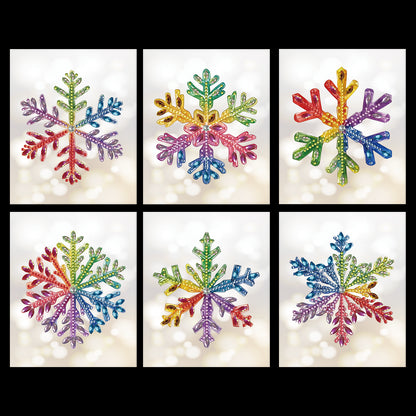 6pcs Colorful Snowflakes DIY Diamond Art Greeting Cards with Envelopes for Adult