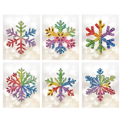 6pcs Colorful Snowflakes DIY Diamond Art Greeting Cards with Envelopes for Adult